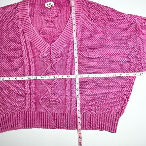 POL Mineral Washed Pink Cable Knit Relaxed Fit Sweater Medium - Picture 8 of 11